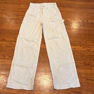 American Eagle Outfitters Women’s Wide-Leg Cargo Pants in Off-White